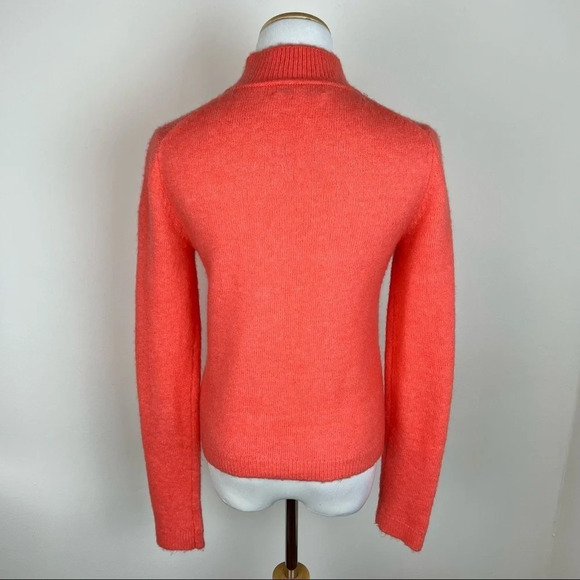 Intermix Funnel Neck Turtleneck Wool Mohair Sweater Orange Size S - Picture 3 of 6